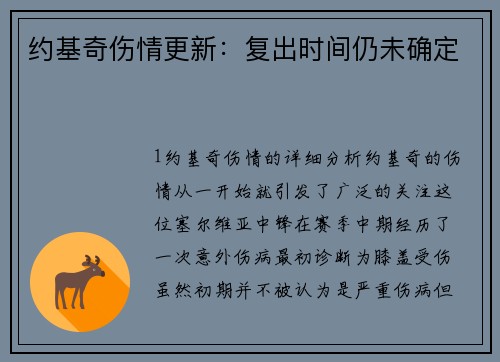 约基奇伤情更新：复出时间仍未确定